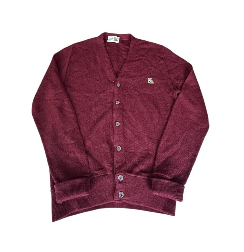 Vintage Vancort Cardigan Sweater Mens Size Medium Maroon Grandpa Sweater
